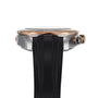 Side view of the OMEGA Seamaster Diver 300M, featuring a black rubber strap, rose gold bezel, and a crown with a black accent.