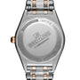 Back view of the Breitling Chronomat Automatic 36, highlighting engraved details on its stainless steel case and bracelet.