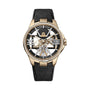 The Ulysse Nardin Blast Skeleton X is a gold and black luxury wristwatch with a skeleton dial, diamond accents, and a black leather strap—an exquisite example of Haute Horlogerie craftsmanship.