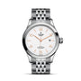 The TUDOR 1926 is a classic, elegant stainless steel wristwatch featuring a white dial, gold hour markers, date at 3 o’clock, and a metal bracelet—capturing the timeless appeal of TUDOR.