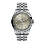 The TUDOR Black Bay One 41 is a unisex stainless steel watch featuring a silver dial, diamond hour markers, date display at 3 o’clock, and a metal link bracelet—showcasing the signature elegance of Black Bay models.