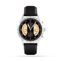 The Reservoir Sonomaster Chronograph Vintage features a black and silver dial, beige accents, and a black leather strap.