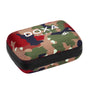 A rectangular, zippered hard case with a camouflage pattern, “DOXA 1889” text, and fish logo—ideal for storing your DOXA Army Bronze watch with its Super-LumiNova® luminescent coating.