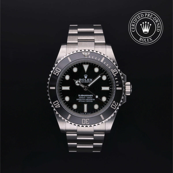 Rolex Certified Pre-owned Submariner M124060-0001 front on black background