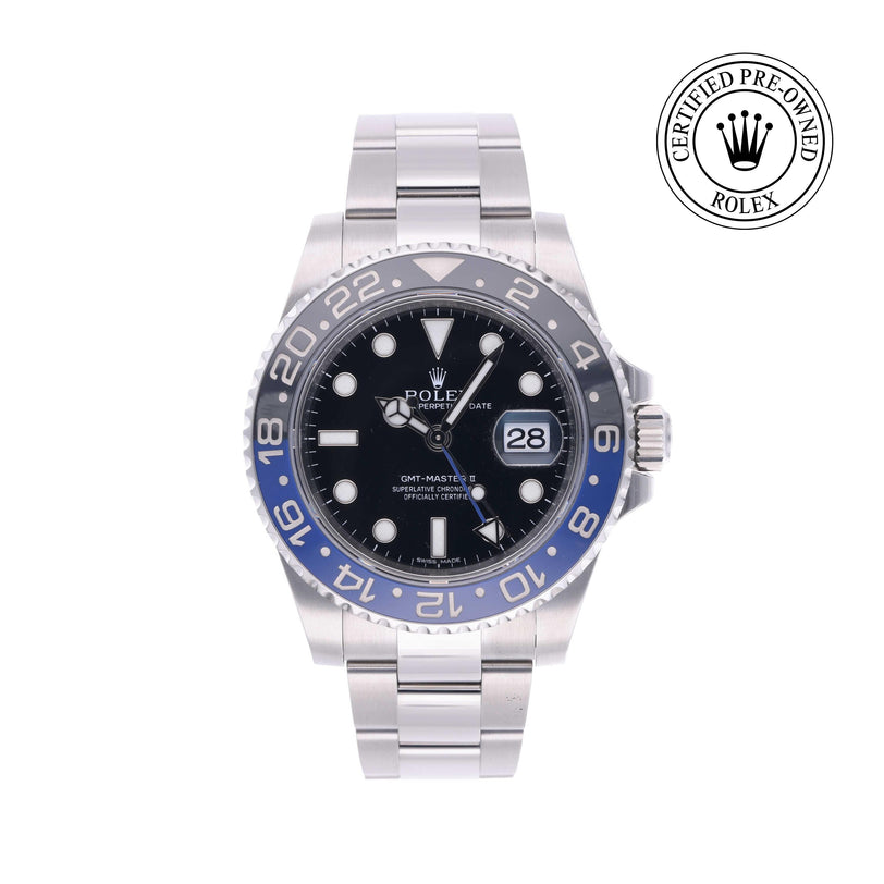 Rolex Certified Pre-owned GMT M116710BLNR-0002 front on white background