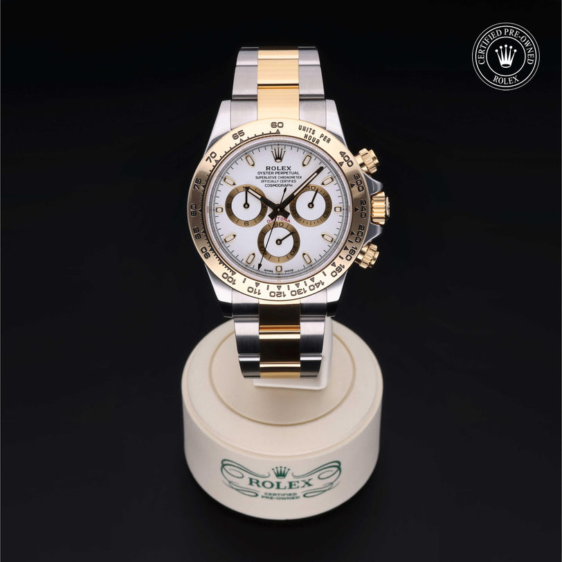 Rolex Certified Pre-owned Daytona M116503-0001 front on black background