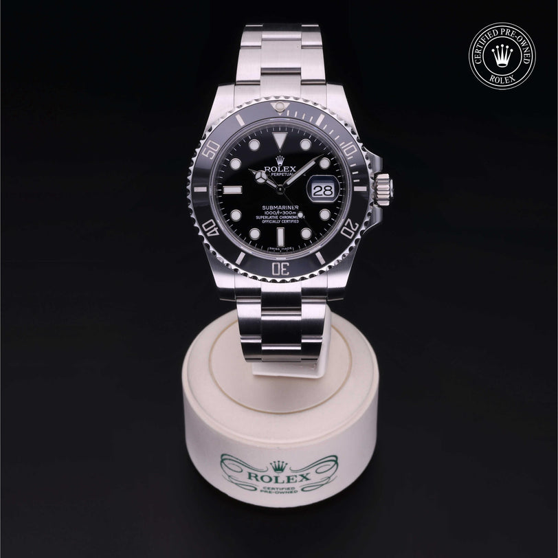 Rolex Certified Pre-owned Submariner M116610LN-0001 front on black background