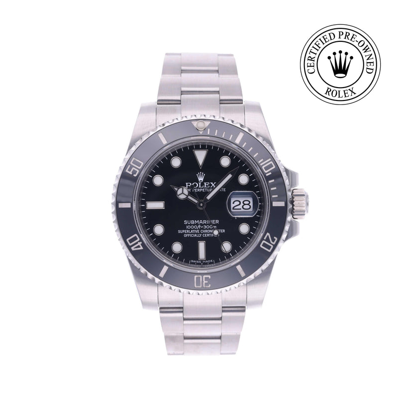 Rolex Certified Pre-owned Submariner M116610LN-0001 front on white background