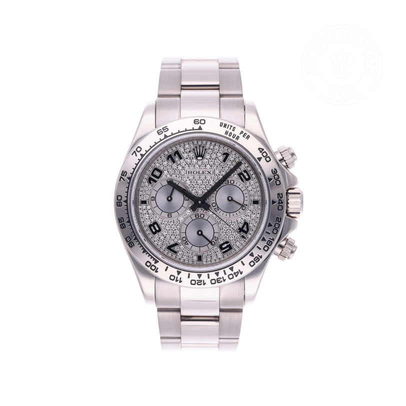 Rolex Certified Pre-owned Daytona M116509-0025 front on white background