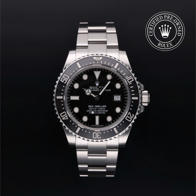 Rolex Certified Pre-owned Sea-Dweller M116600-0003 front on black background