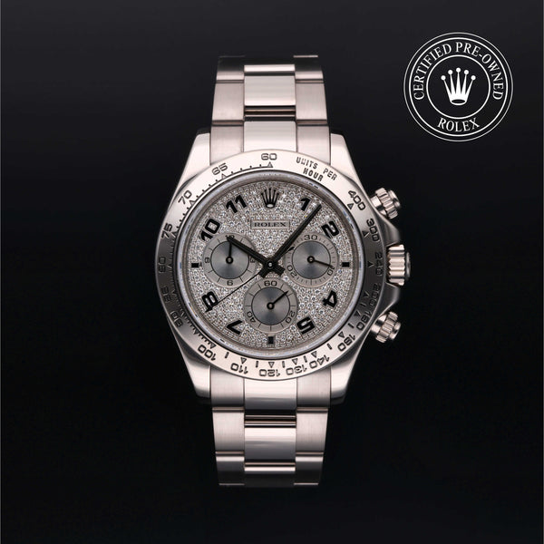 Rolex Certified Pre-owned Daytona M116509-0025 front on black background