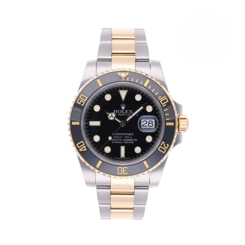 Rolex Certified Pre-owned Submariner Date M116613LN-0001 front on white background