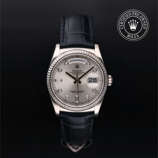 Rolex Certified Pre-owned Day-date M118139-0004 front on black background