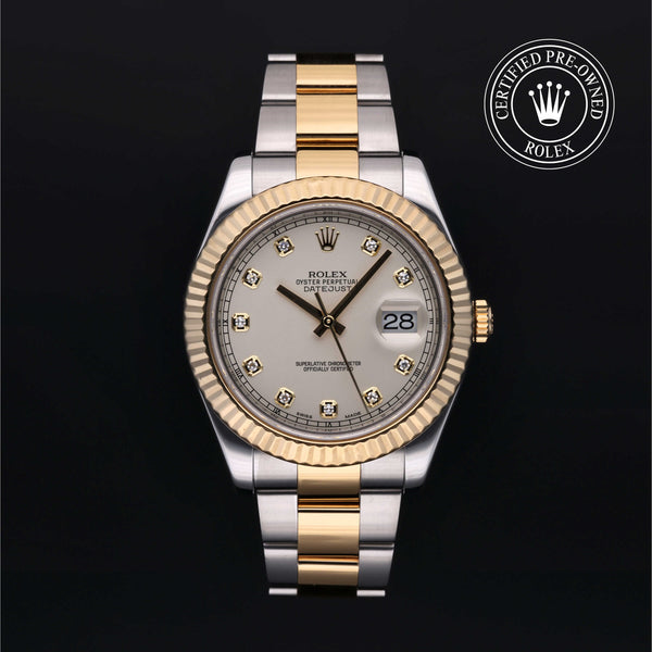 Rolex Certified Pre-owned Datejust M116333-0008 front on black background