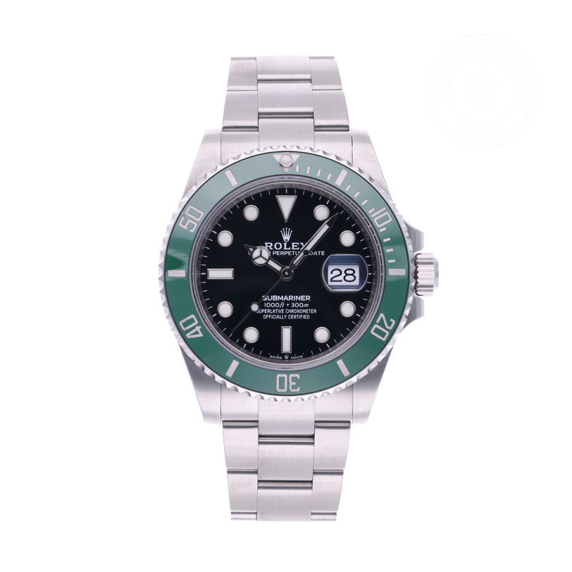 Rolex Certified Pre-owned Submariner M126610LV-0002 front on white background