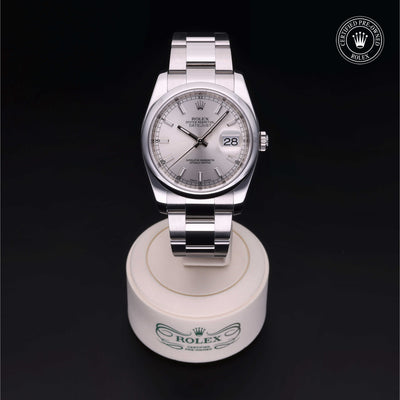 Rolex Certified Pre-owned Datejust M116200-0056 front on black background