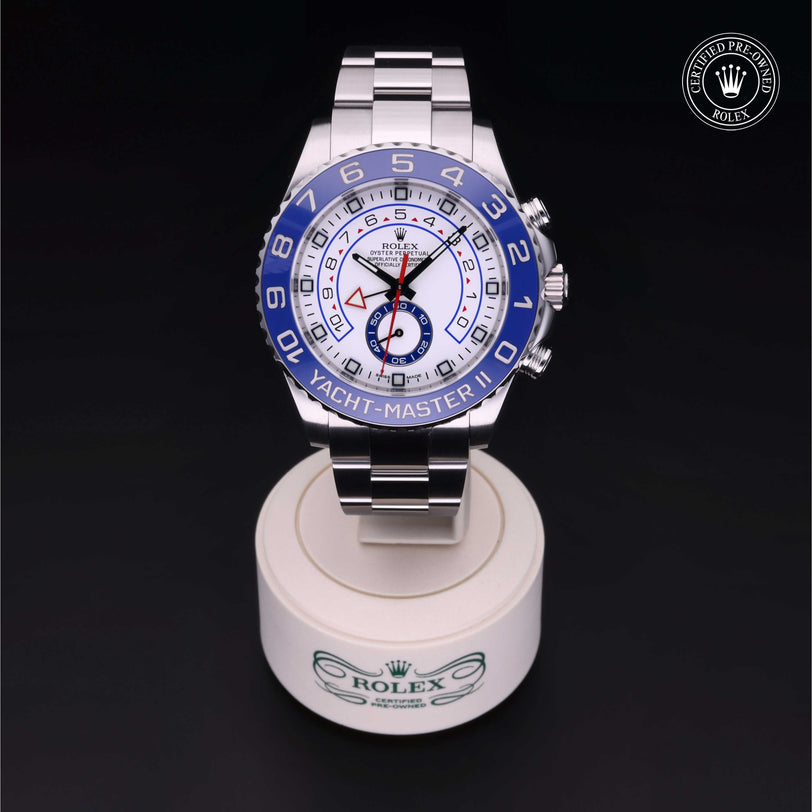 Rolex Certified Pre-owned Yacht-Master M116680-0001 front on black background