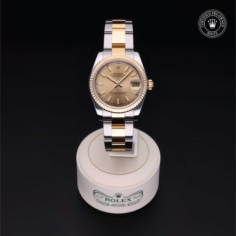 Rolex Certified Pre-owned Lady Datejust M178273-0009 front on black background
