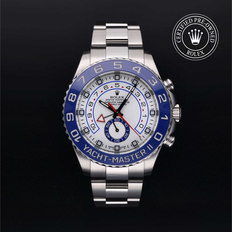 Rolex Certified Pre-owned Yacht-Master M116680-0001 front on black background
