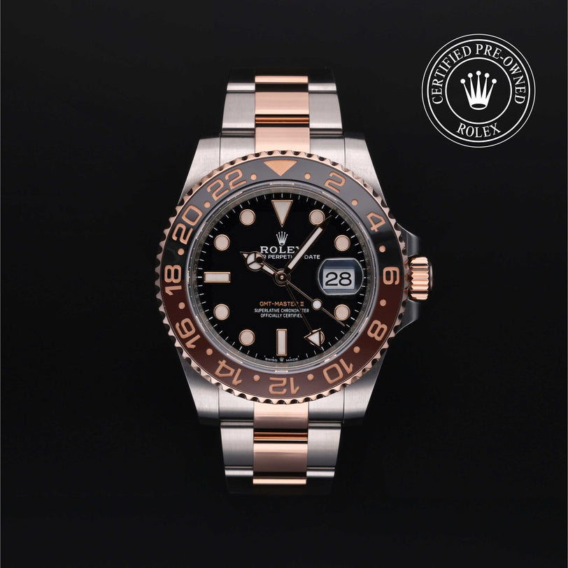 Rolex Certified Pre-owned GMT M126711CHNR-0002 front on black background