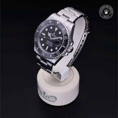 Rolex Certified Pre-owned Submariner M126610LN-0001 front on black background