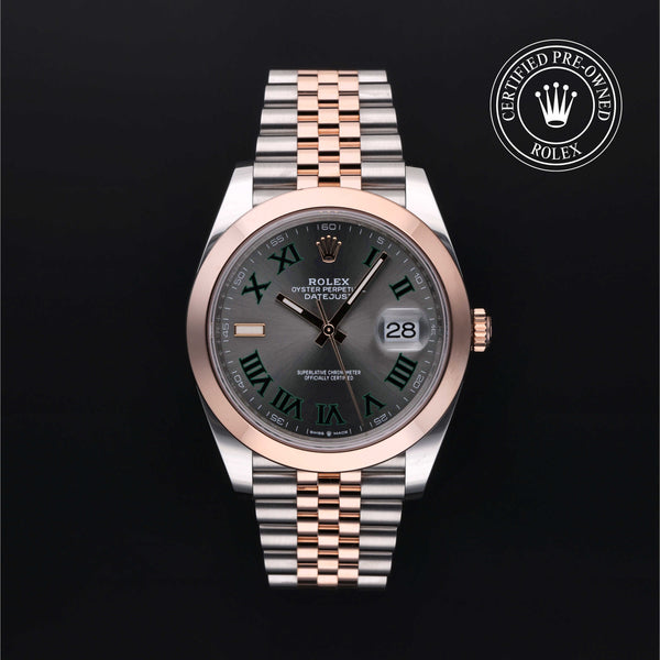 Rolex Certified Pre-owned Datejust M126301-0016 front on black background