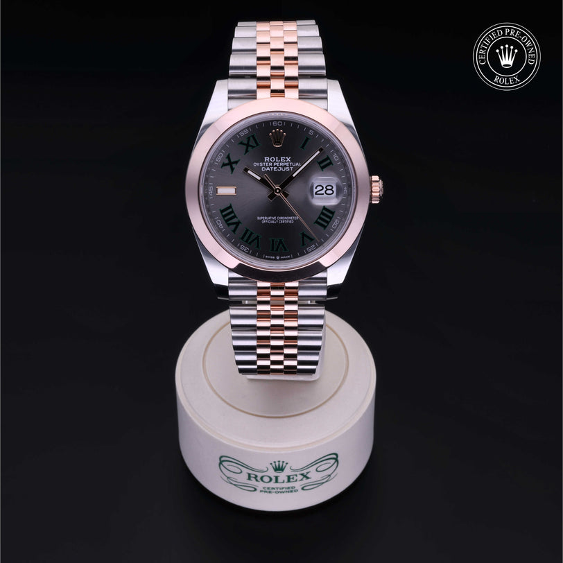 Rolex Certified Pre-owned Datejust M126301-0016 front on black background