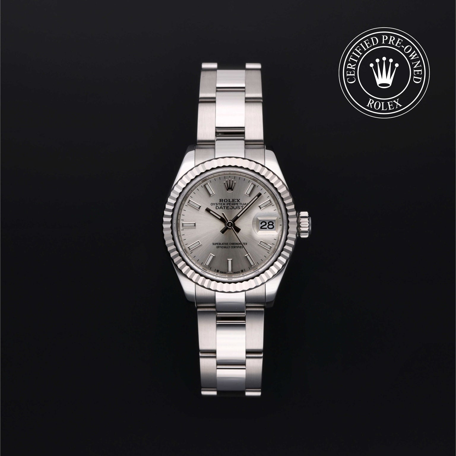 Rolex Certified Pre-owned Lady Datejust M279174-0006 front on black background