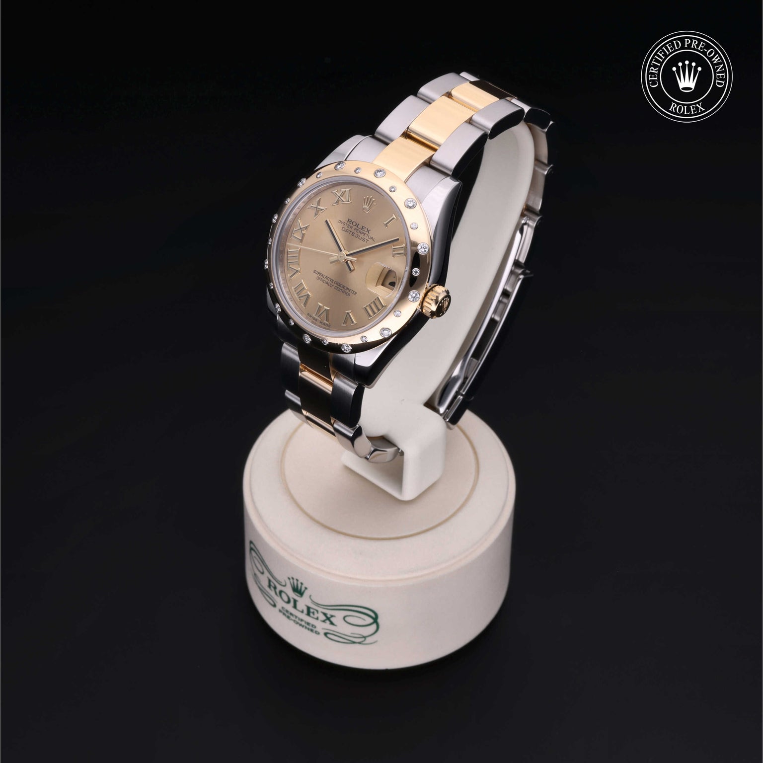 Rolex Certified Pre-owned Lady Datejust M178343-0005 front on black background