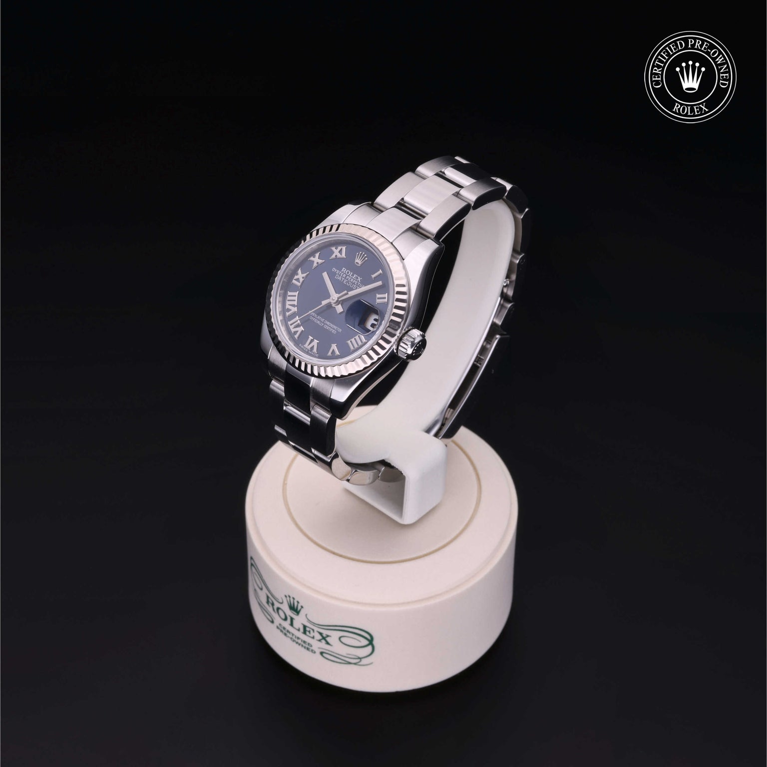 Rolex Certified Pre-owned Lady Datejust M179174-0095 front on black background