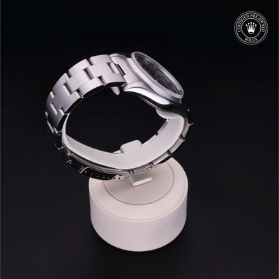 Rolex Certified Pre-owned Air-King M14000-0005 front on black background