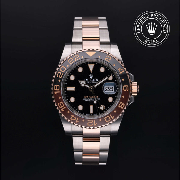 Rolex Certified Pre-owned GMT M126711CHNR-0002 front on black background