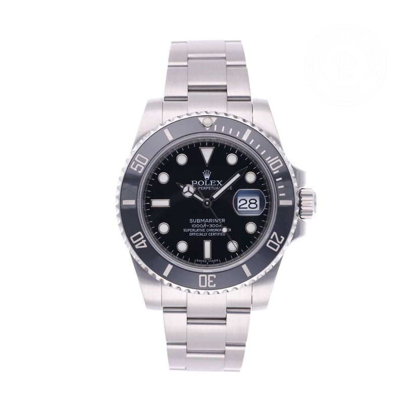 Rolex Certified Pre-owned Submariner M116610LN-0001 front on white background