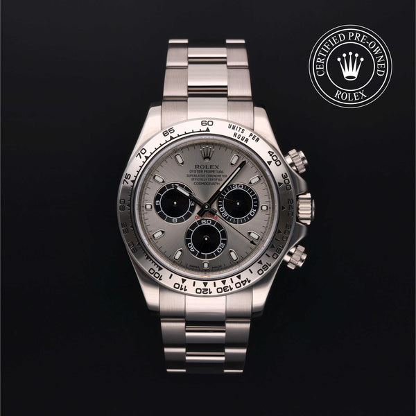 Rolex Certified Pre-owned Daytona M116509-0072 front on black background