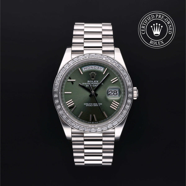 Rolex Certified Pre-owned Day-date M228396TBR-0020 front on black background