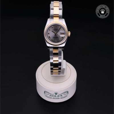 Rolex Certified Pre-owned Lady Datejust M179163-0072 front on black background