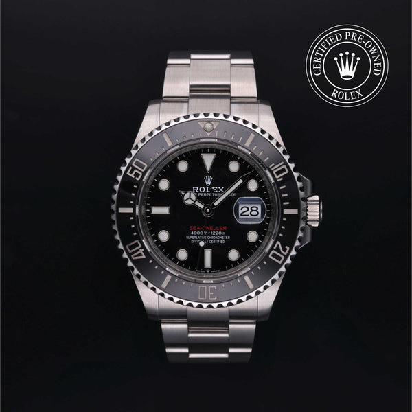 Rolex Certified Pre-owned Sea-Dweller M126600-0001 front on black background
