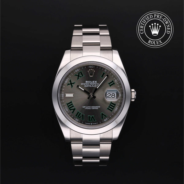 Rolex Certified Pre-owned Datejust M126300-0013 front on black background