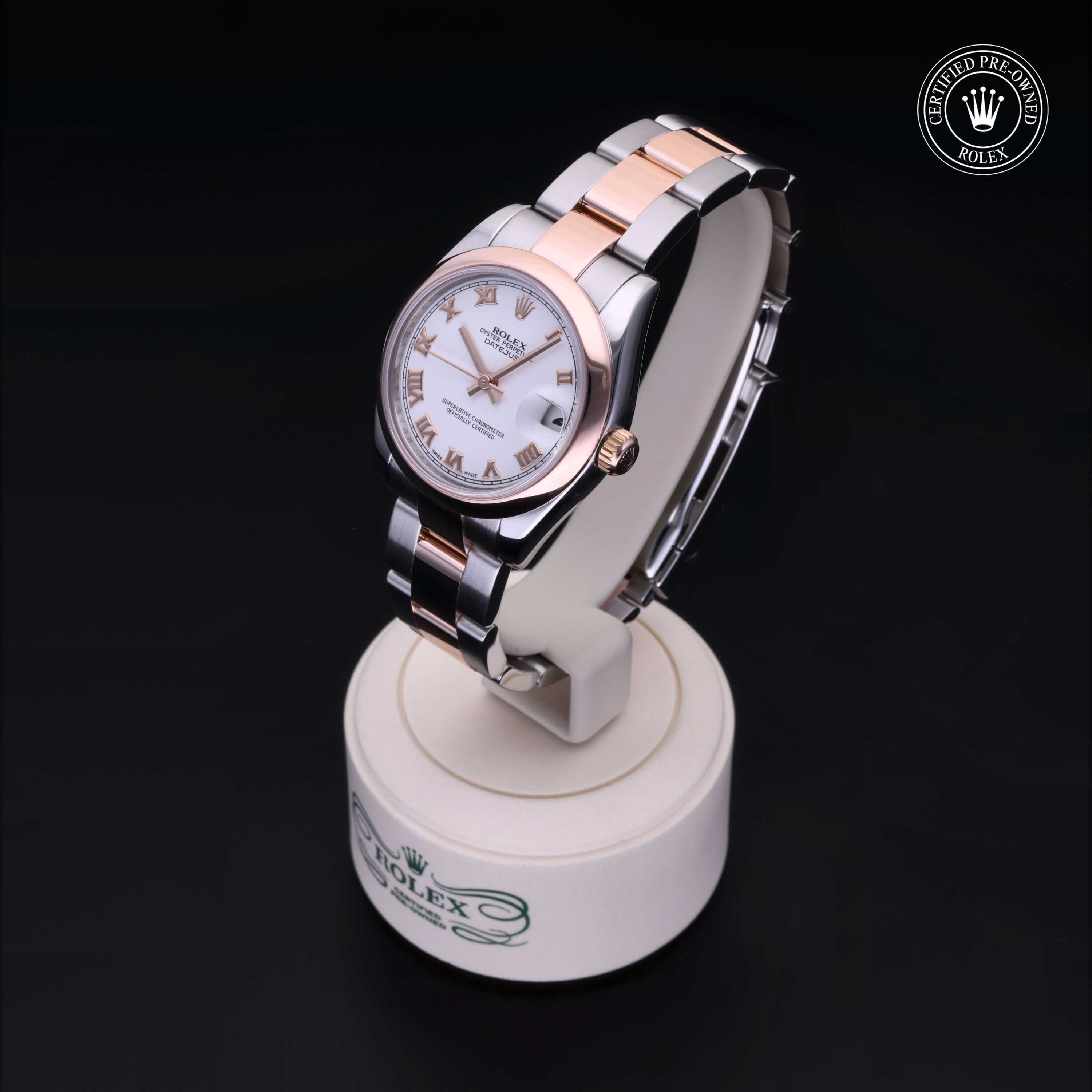 Rolex Certified Pre-owned Lady Datejust M178241-0009 front on black background