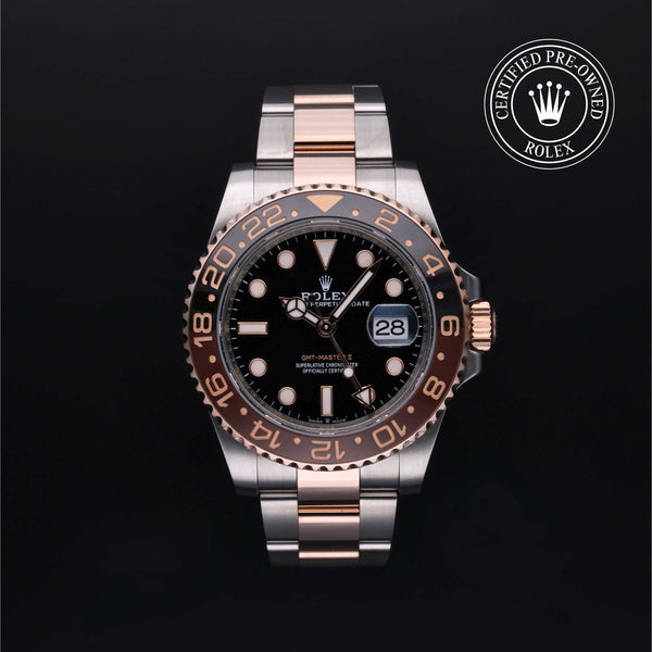 Rolex Certified Pre-owned GMT II M126711CHNR-0002 front on black background