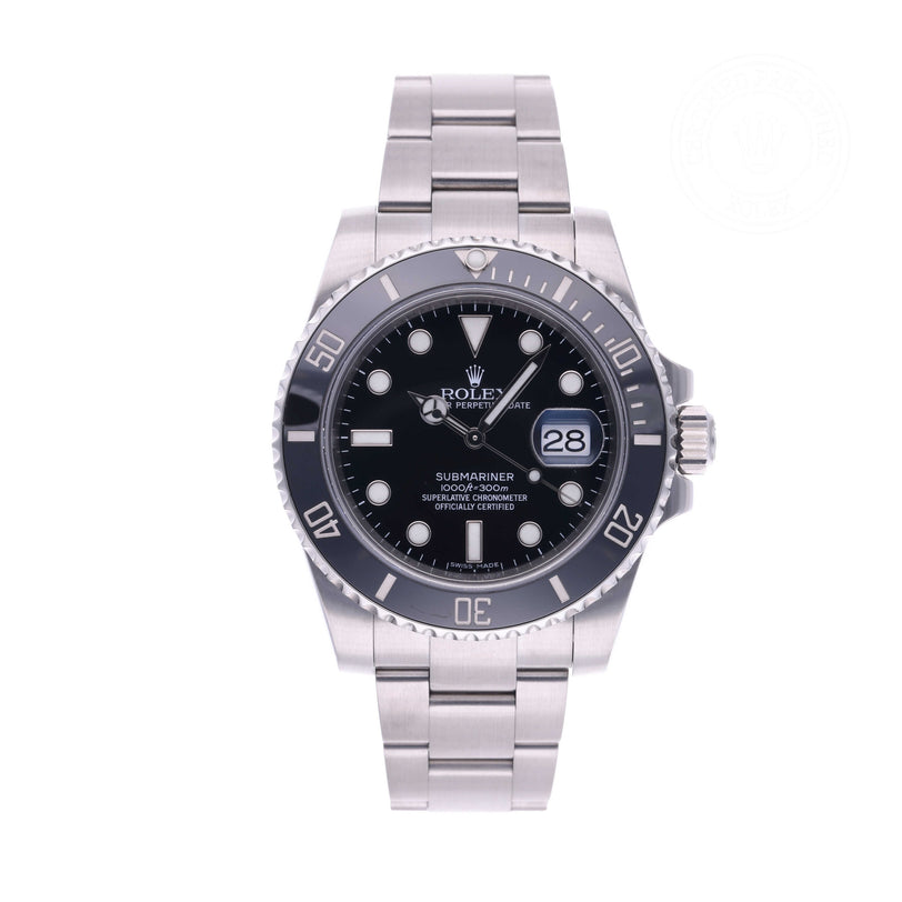 Rolex Certified Pre-owned Submariner M116610LN-0001 front on white background