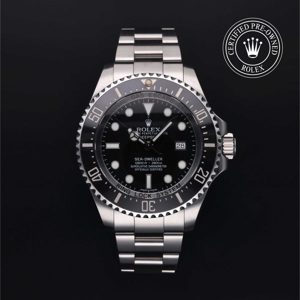 Rolex Certified Pre-owned Sea-Dweller M116660-0001 front on black background