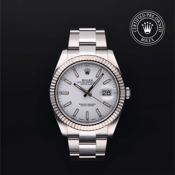 Rolex Certified Pre-owned Datejust M126334-0009 front on black background