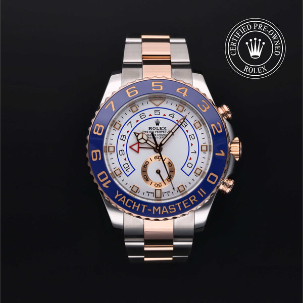 Rolex Certified Pre-owned Yacht-Master M116681-0002 front on black background