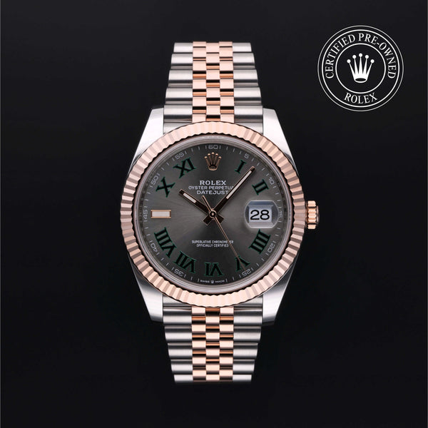 Rolex Certified Pre-owned Datejust M126331-0016 front on black background