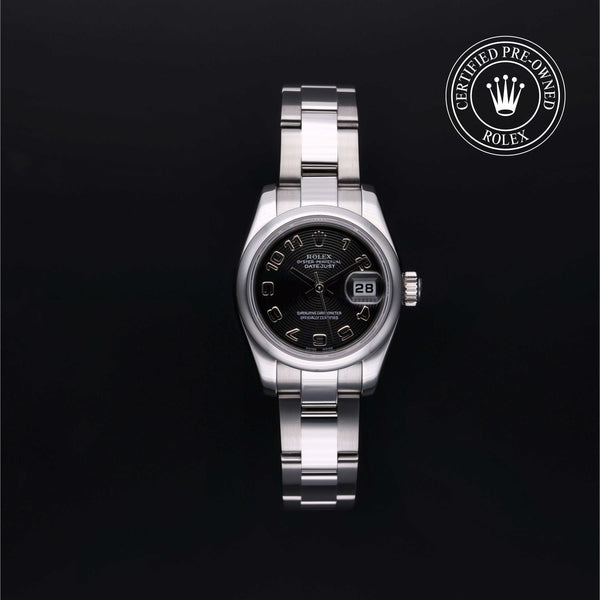 Rolex Certified Pre-owned Lady Datejust M179160-0006 front on black background
