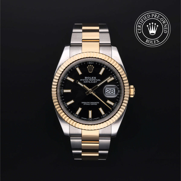 Rolex Certified Pre-owned Datejust M126333-0013 front on black background