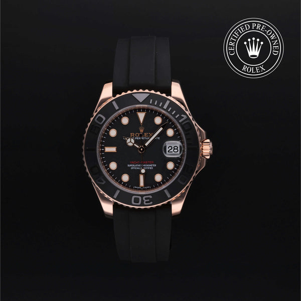 Rolex Certified Pre-owned Yacht-Master M268655-0002 front on black background