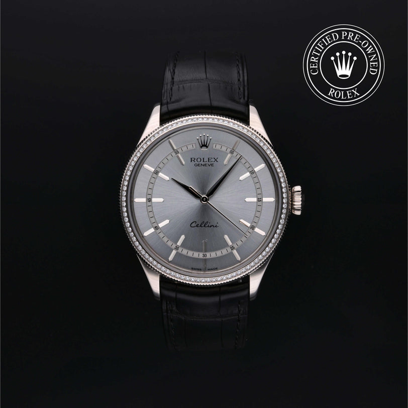 Rolex Certified Pre-owned Cellini M50609RBR-0008 front on black background