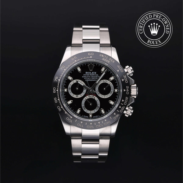Rolex CPO Daytona M116500LN front on white background